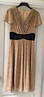 Stunning JACQUES VERT Gold & Black Spotted Dress - Size 10 - NEW