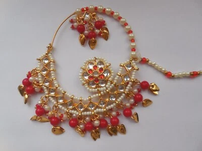 Anillo de nariz indio Nath joyería chapado en oro boda aro piercing con anillo de cadena Foto 1 de 4