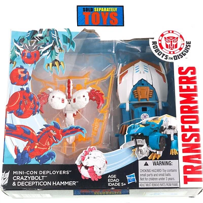 Transformers MINI CON DEPLOYERS CRAZYBOLT & DECEPTICON HAMMER Robots in Disguise - Image 1 of 4
