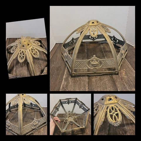 ARTS CRAFT DECO VICTORIAN CEILING BRASS AND CAST METAL LIGHT FIXTURE BODY PART Cover