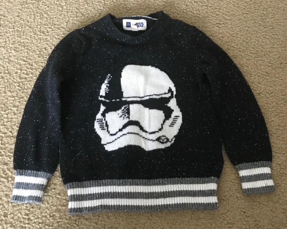 GAP KIDS STAR WARS для мальчиков свитер XS 4-5 черный штурмовик хлопок шерстяная смесь - Изображение 1 из 3