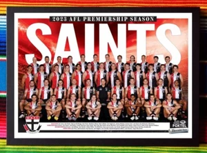 Framed 2023 ST KILDA SAINTS AFL Poster - 45cm x 32cm x 3cm - Picture 1 of 4