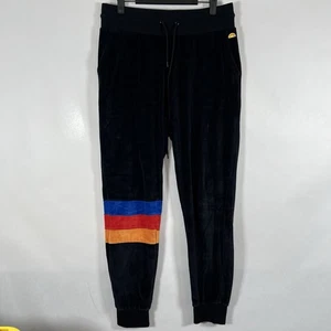 C&C California Velour Joggers Sweatpants Womens Size Large Black Colorful Lounge - Picture 1 of 12