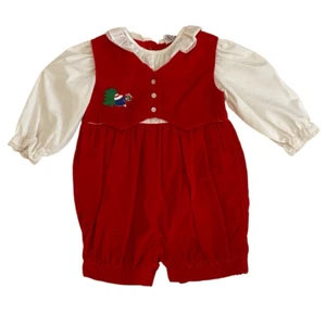 Vintage Petit Ami Red Velour Romper Baby 3-6 Months Size Christmas - Picture 1 of 4