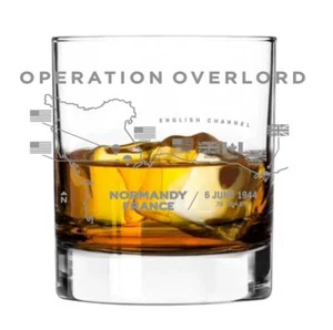 Operation Overlord / D-day 1944 Segunda Guerra Mundial - Vaso de whisky grabado 330 ml - nosotros - Imagen 1 de 1