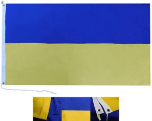 2x3 Ukraine Ukrainian Plain 100% Cotton Flag Banner 2'x3' Grommets 2 Clips - Picture 1 of 9