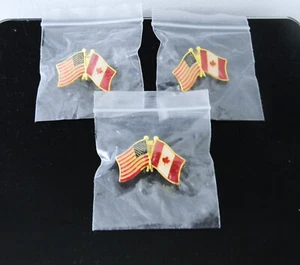 LOT OF 3 USA CANADA UNITED STATES CANADIAN PATRIOTIC ENAMEL FLAG LAPEL PIN ~ NEW - Picture 1 of 4
