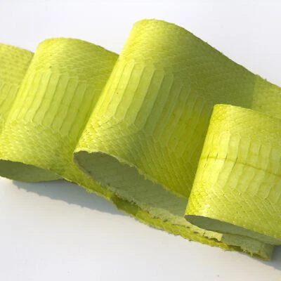 Glossy Cobra Snakeskin Snake Skin Leather Hide Craft Supply Yellow Green - Image 1 of 3