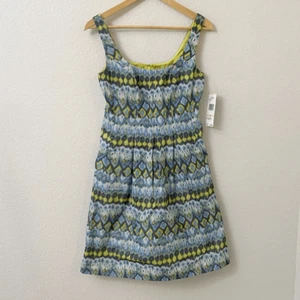 Vestido Nine West Talla 2 Sin Mangas Ajuste y Acampanado Bolsillos Ikat Nuevo Con Etiquetas - Imagen 1 de 7