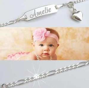 Armkette Armband Wunsch Gravur Name Datum Geburt Echt silber Taufe Baby Kinder - Bild 1 von 9
