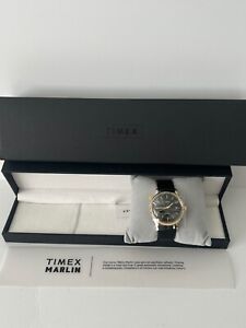 Timex Marlin TW2T22800ZV Black Dial Gold-Tone Case Automatic Wristwatch - NEW