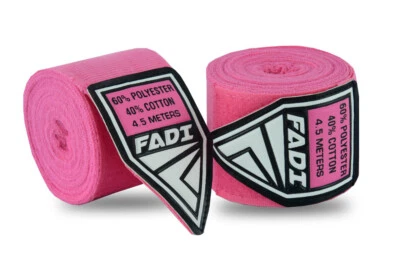 FADI Sports MMA 180" Elastic Cotton Hand Wraps Boxing Mexican Style Pair Pink - Image 1 of 3