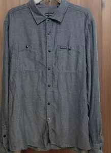 Men's XL Gray Black Herringbone Long Sleeve Cotton Casual Button Up Shirt New - Picture 1 of 6