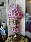 Vintage Fenton Cranberry Opalescent 17" Coin Dot Lamp! HTF, CUTE AS A BUTTON#3 