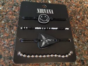 Set Bracciale Icone Nirvana 4 Chitarre Pick In Utero Angelo Smiley Face Logo Cobain - Foto 1 di 6