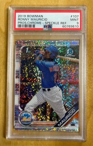(1) 2019 Bowman Chrome SPECKLE REFRACTOR Ronny Mauricio 1st RC PSA 9 MINT! #/299 - Picture 1 of 2