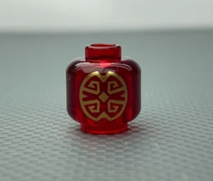 LEGO Trans Red Minifigure Head Gold Oriental Pattern Ninjago Minifig Head 71795 - Picture 1 of 8