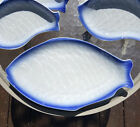 Vintage Korosten Fish Serving Platter w/ 6 Plates - Rare Porcelain Set /EUC