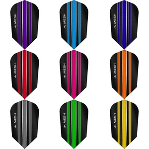 5 SETS [15] Mission Mesh Dart Flights Slim Shape UV Finish Tough Thick Striped - Picture 1 of 11