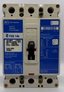 FDB3150L Eaton Cutler-Hammer 150 Amp 3 Pole 480 Volt Circuit Breaker FDB (4) - Picture 1 of 13