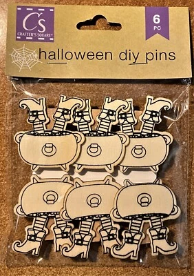 Cuadrado de artesano - Prendedores hágalo usted mismo - Brujas en caldero - Halloween - 6 piezas Foto 1 de 2