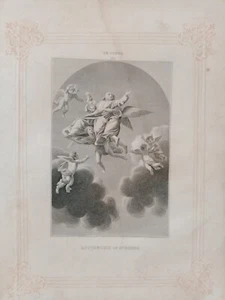 Apotheose San Bruno Le Sueur Radierung Original 1850 Druck Antike Kartäuser - Picture 1 of 3
