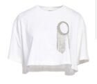 Oséree rhinestone-detail cropped T-shirt WOMENS SIZE Large White $260