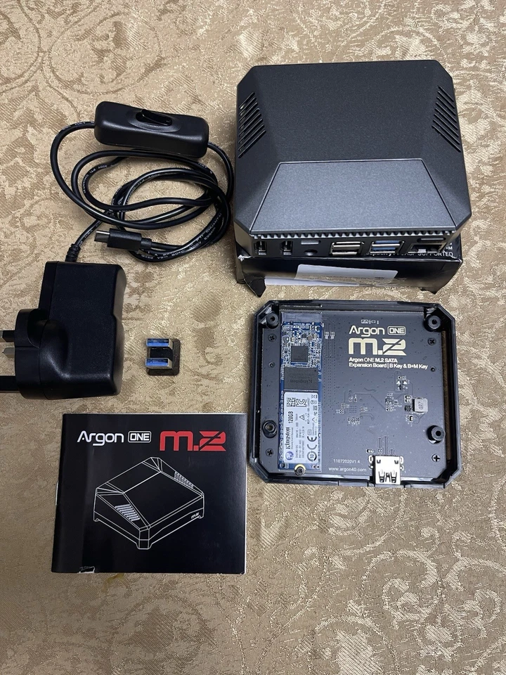 Argon One M2 + Case Expansion Board for Raspberry Pi 4B + 120GB M.2 SATA + PSU - Image 1 of 4