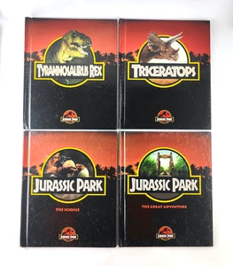 Libros ilustrados de películas de Parque Jurásico 1993 1 2 7 8 Rex Triceratops Science Adventure - Imagen 1 de 11