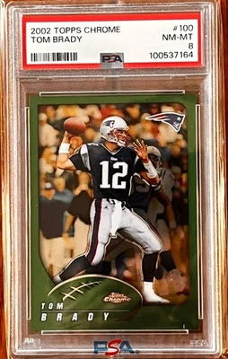 Tarjeta Topps 2002 cromada #100 Tom Brady (segundo año) graduada PSA 8 casi nueva-como nueva - Pats/Bucs Foto 1 de 3