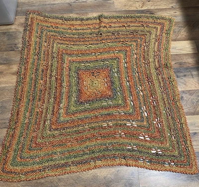 Crochet Handmande Stroller Blanket Baby Fall Metallic 36" Square Dragonfly - Image 1 of 4