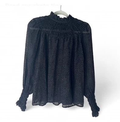 Blusa para mujer H&M manga larga transparente con lunares de terciopelo talla pequeña Foto 1 de 4