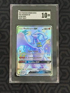 2019 POKEMON SUN & MOON HIDDEN FATES #SV51 FULL ART/RESHIRAM GX SGC 10!! - Picture 1 of 2