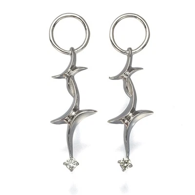 Подлинные серьги GSTV с бриллиантами 0,02 карата/0,02 карата подвеска 999 платина  - Изображение 1 из 4