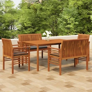 3/5/7x Madera Maciza Acacia Set Comedor Jardín y Cojines Crema/Gris vidaXL - Imagen 1 de 56