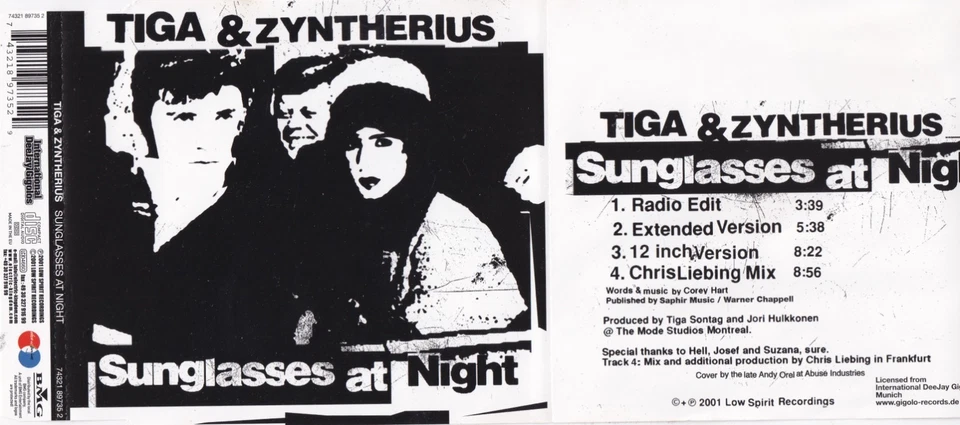 Tiga & Zyntherius - Sunglasses At Night  (4 Track Maxi CD) - Bild 1 von 1
