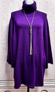 Suéter para mujer Eileen Fisher púrpura lana merino cuello alto. Talla 1X. Usado en excelente estado. - Imagen 1 de 13