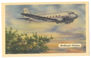 Postal de lino emitida por aerolínea NORTHWEST AIRLINES DC-3 ca1936 - Imagen 1 de 2