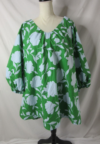 Mini abito Kate Spade classico rosa popeline verde blu manica a sbuffo taglia media nuovo con etichette