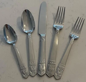 Wallace ROOSTER Stainless 18/10 Country 5 PC Place Setting Silverware Flatware - Picture 1 of 16