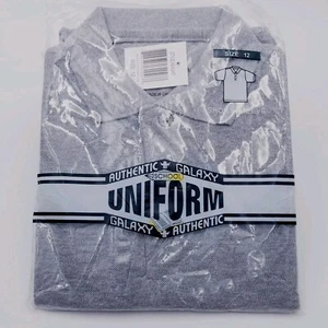 Kids University Youth Unisex Pique Polo Shirt Size 12 Gray Short Sleeve Uniform - Picture 1 of 4
