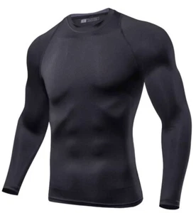 Lavento Men's 3 Pack Compression Shirts Crewneck Long-Sleeve Dri Fit Workout - Picture 1 of 6