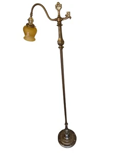 Fabulous NYC Antique Bridge or Floor Lamp, Stunning Period Cameo Shade - Picture 1 of 12