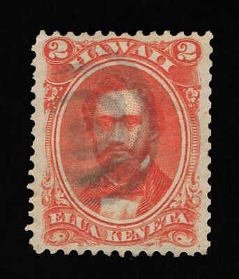 EXCELLENT GENUINE HAWAII SCOTT #31 VF-XF USED 1864-86 VERMILION ON WOVE PAPER - Image 1 of 2