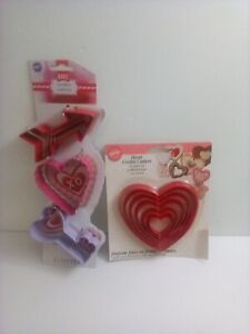 Lot of 2 Wilton 3 PC VALENTINES DAY, Bake Cookie Cutters, New + 6 Heart Cutters