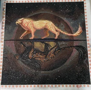 Diamond Art Painting - Completed - "Shadow & Light Cat" - 20"x20" - Very Nice! - Picture 1 of 1