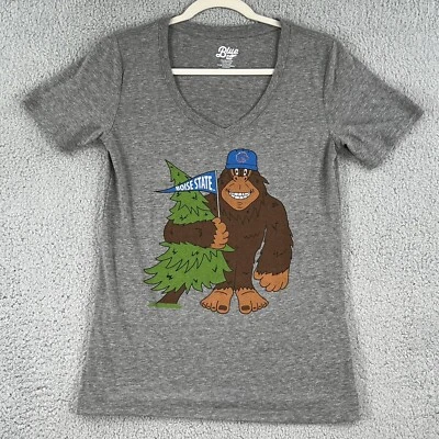 WOMENS Boise State Broncos Blue 84 Brand Gray V-Neck NCAA T-Shirt (Small) - Image 1 of 4