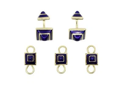 Vintage David Webb 18K Gold Enamel Cufflink Set - Image 1 of 4