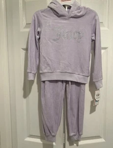 Juicy Couture Kids' 2-piece Velour Set Hoodie Jogger Pants - Picture 1 of 4