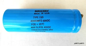 40000uF 30VDC MALLORY CGS403U030V5L3PH LARGE CAN ELECTROLYTIC CAPACITOR - Picture 1 of 3